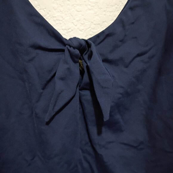 Lands' End Women's Modest Tie Front Peplum Tankini Top Navy Size 14 D - Picture 6 of 9